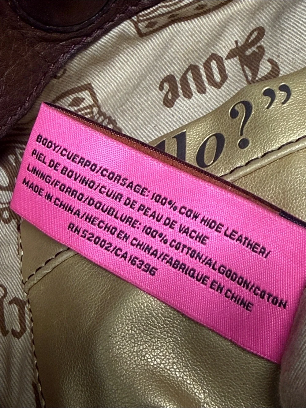 Vintage Juicy Couture 100% Cow Hide Brown Leather Shoulder Bag with Heart Char